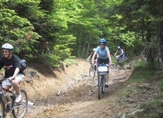 Ciclismo de cerro en el bosque